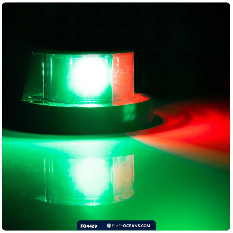 Five Oceans LED Boat Navigation Lights - Red & Green Bi-Color Bow Light, Horizontal Mount, 12V, USCG Compliant, 2NM Range for Pontoon & Fishing Boats - FO4429 - Image 3
